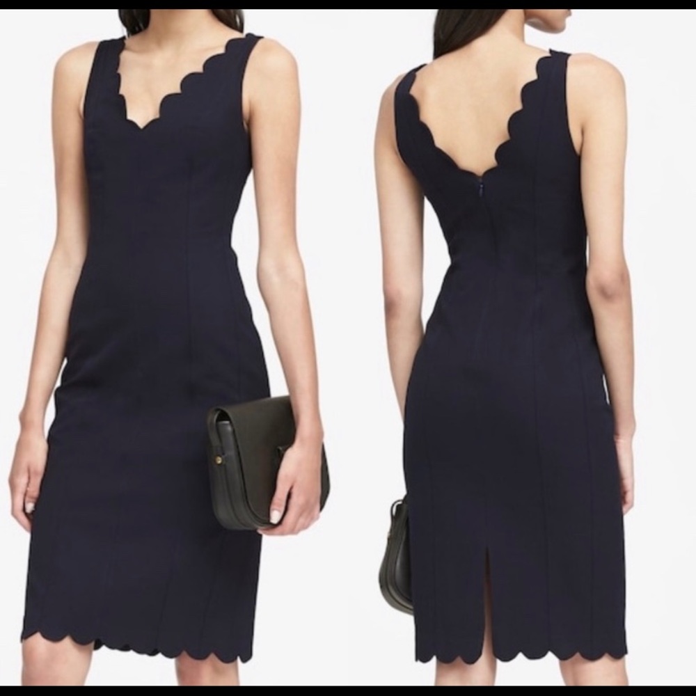 Banana Republic Scalloped Bi-Stretch Sheath Dress